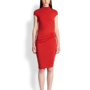 Helmut Lang Red Nova Dress high mock neck